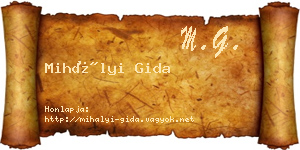 Mihályi Gida névjegykártya